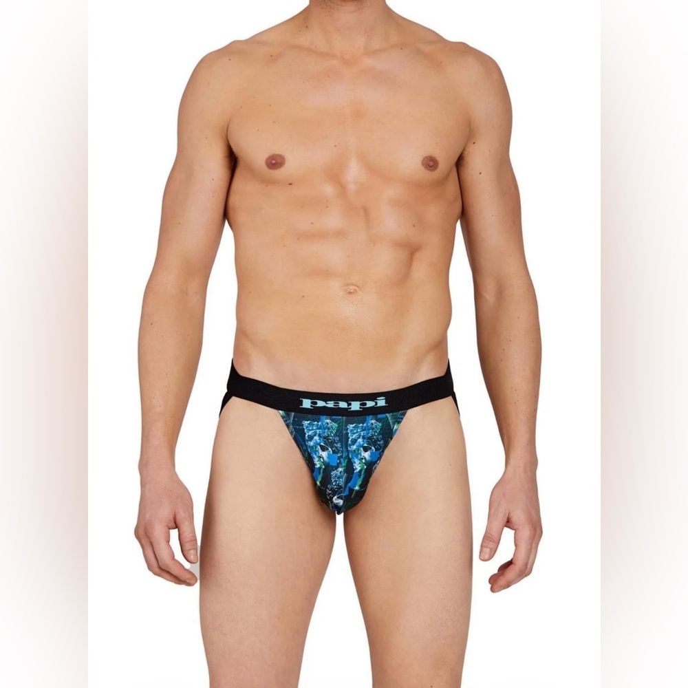 Papi Aqua Glitch Print Jockstrap